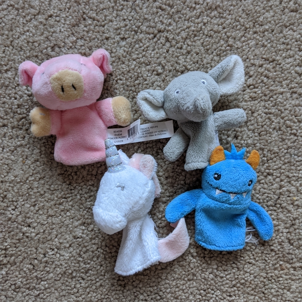 ♡ 4 Piece Soft Animal Finger Puppet Set